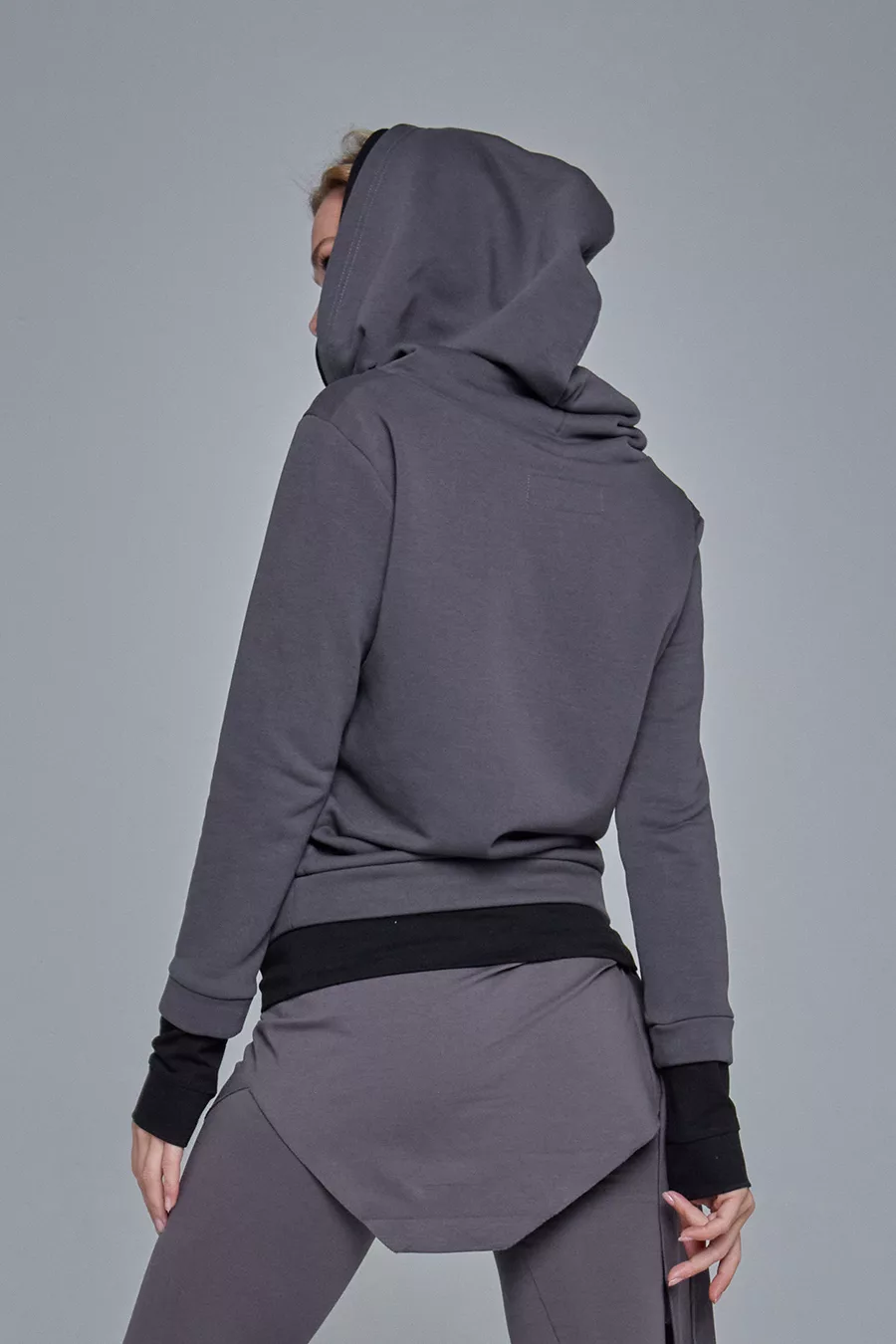 Grey hoodie with double hood - Image 12