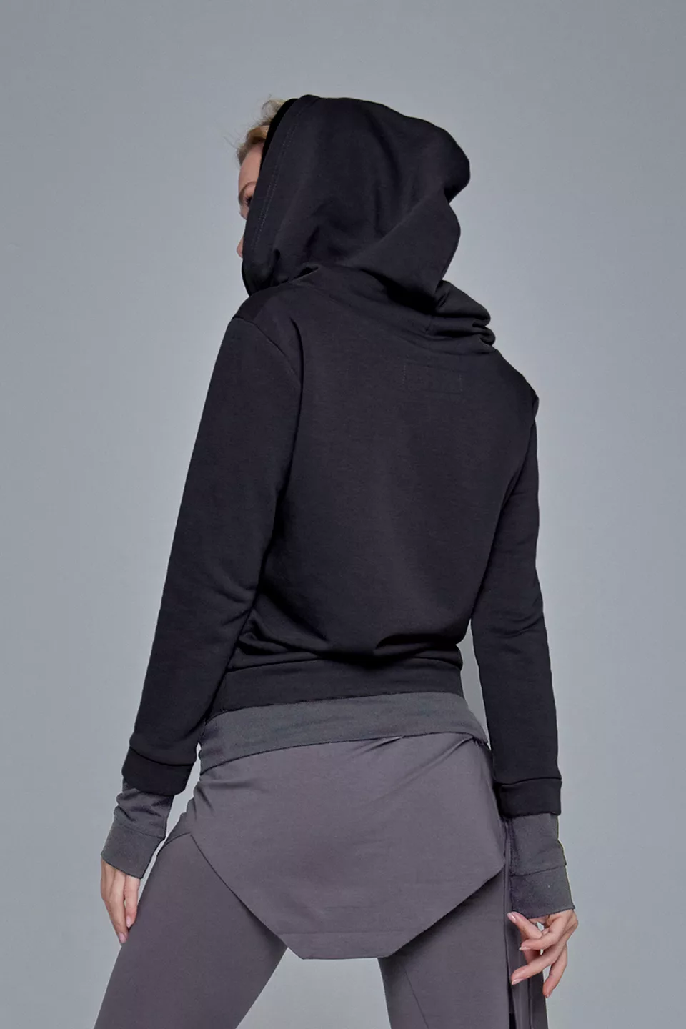 Black hoodie with a double hood - Image 3