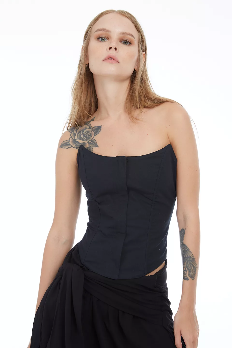 Black denim corset with bones - Image 3