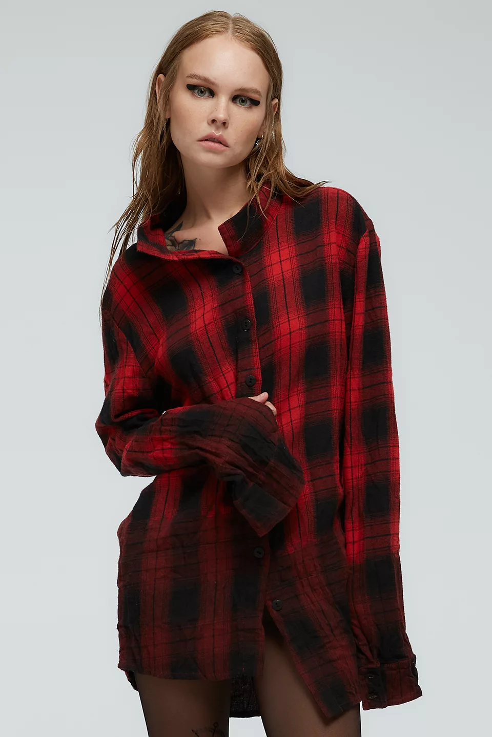 Red shirt with a gradient transitioning to a black bottom - Image 2