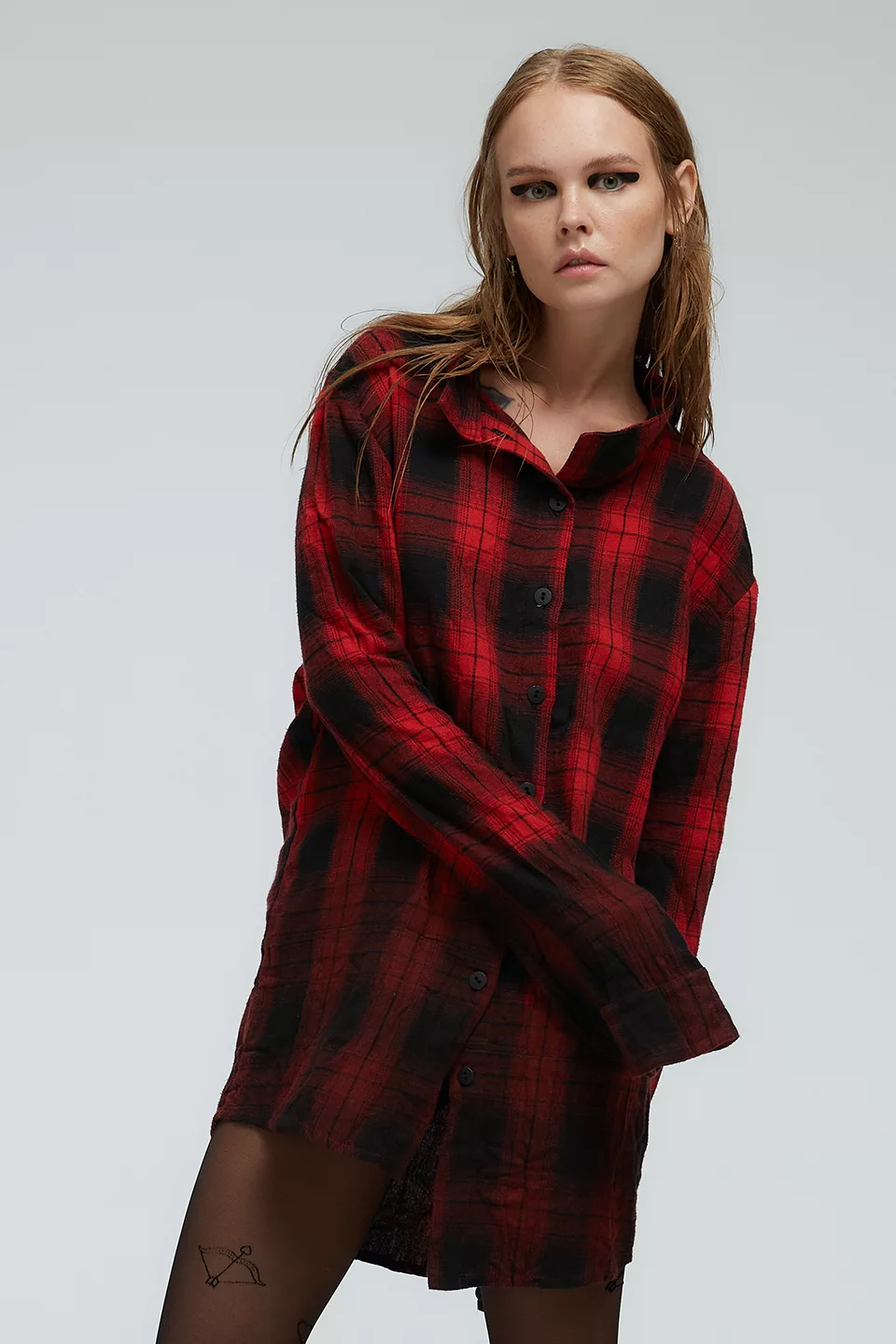 Red shirt with a gradient transitioning to a black bottom - Image 5