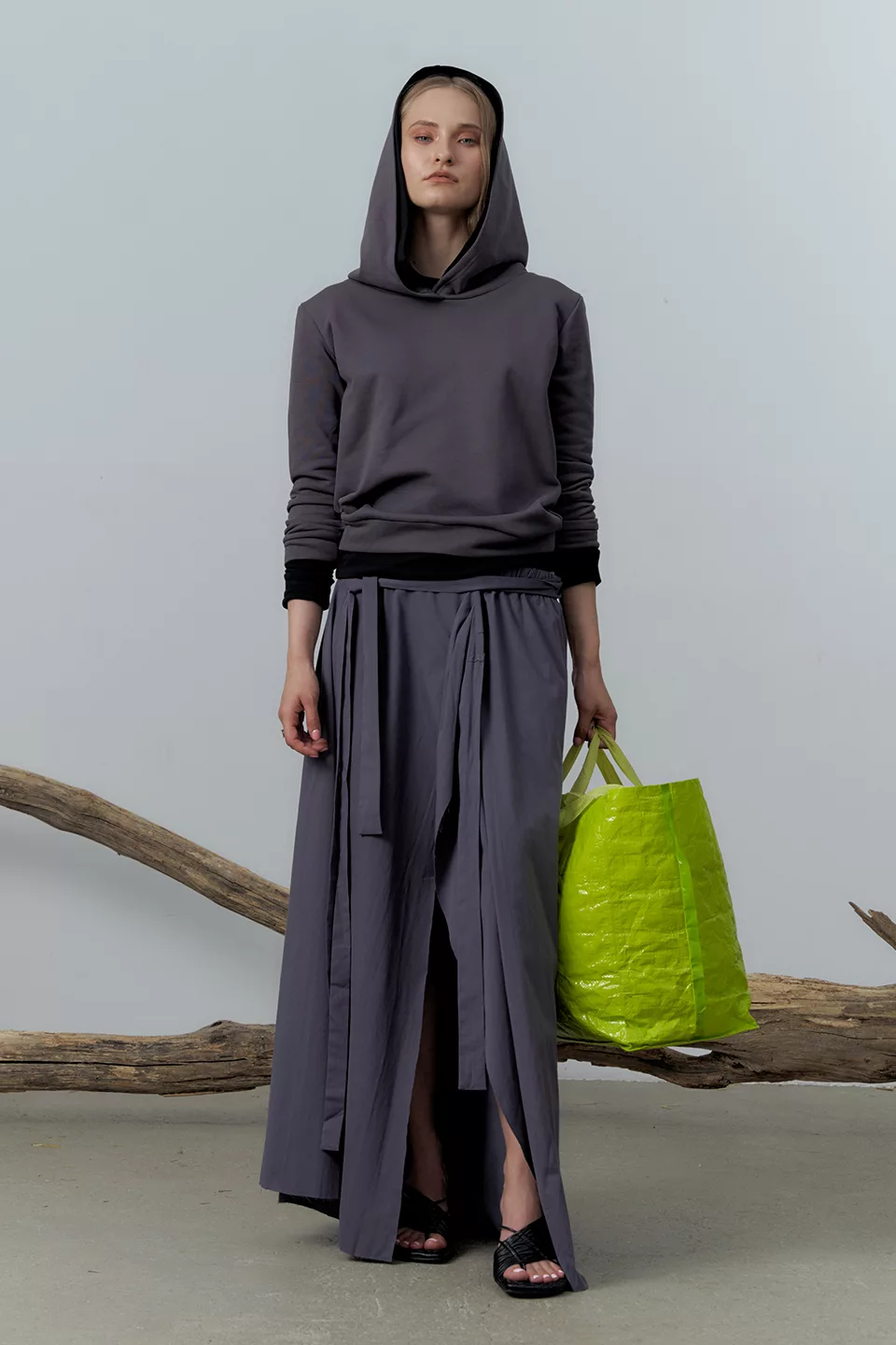 Grey hoodie with double hood - Image 5