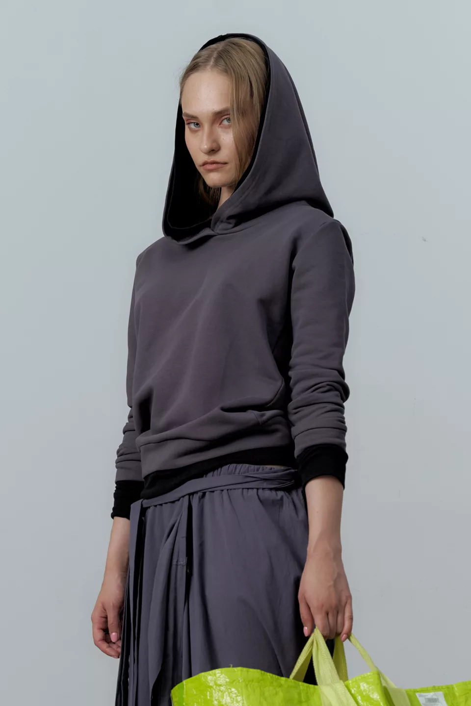 Grey hoodie with double hood - Image 6