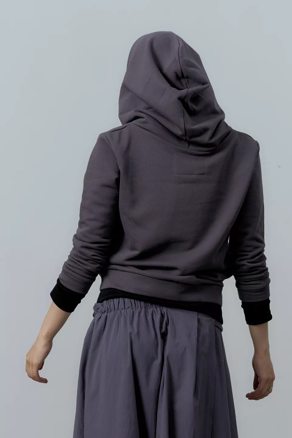 Grey hoodie with double hood - Image 2